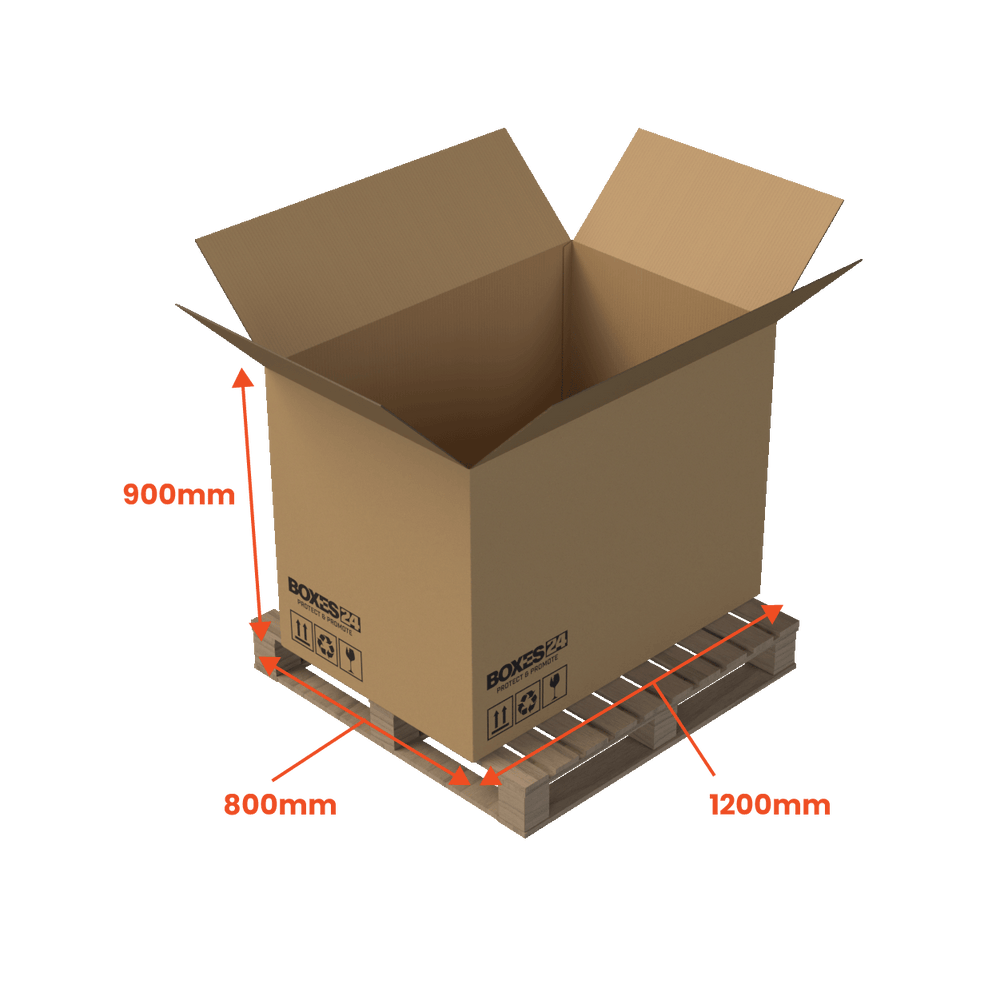 Heavy Duty Pallet Box - Large - 1200 x 800 x 900mm - Custom Print - 1 Sided (Pack of 10) - Boxes 24