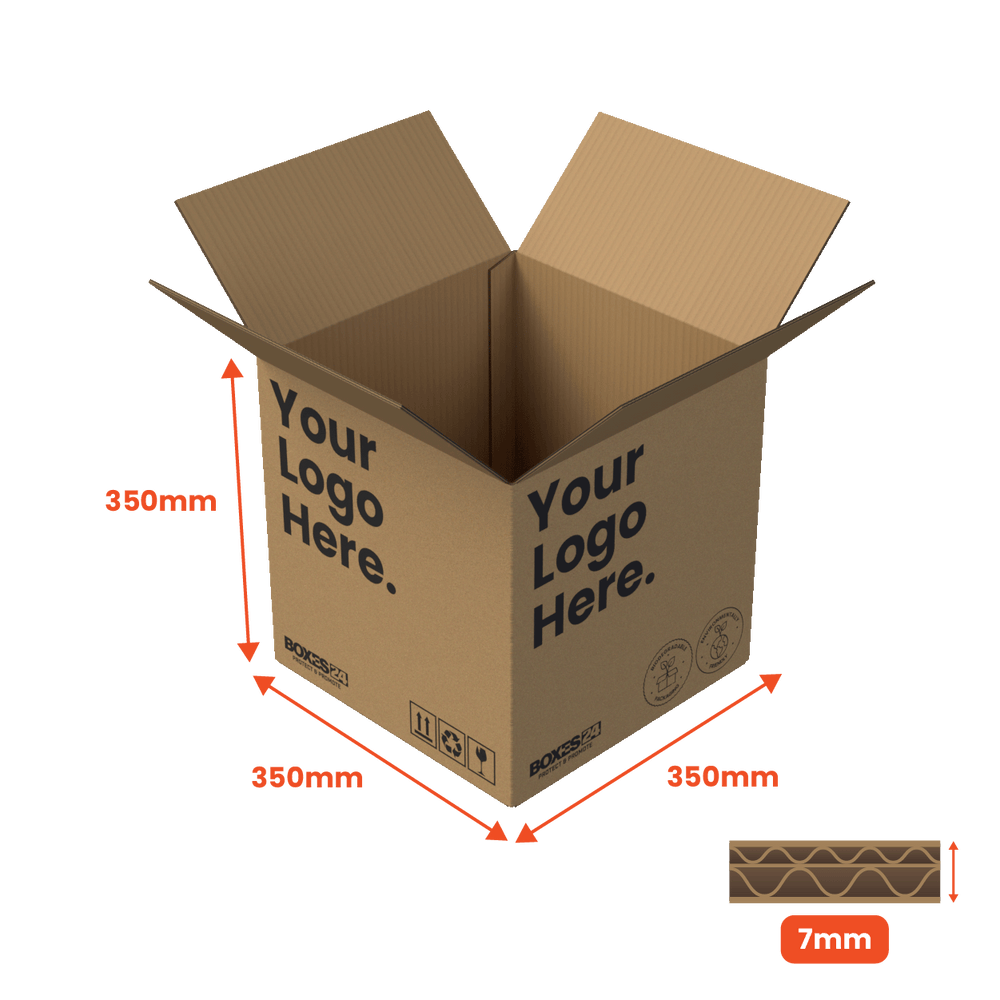 Double Wall Packing Box Brown - DW1 - 350 x 350 x 350mm - Custom Print - 1 Sided (Pack of 10) - Boxes 24