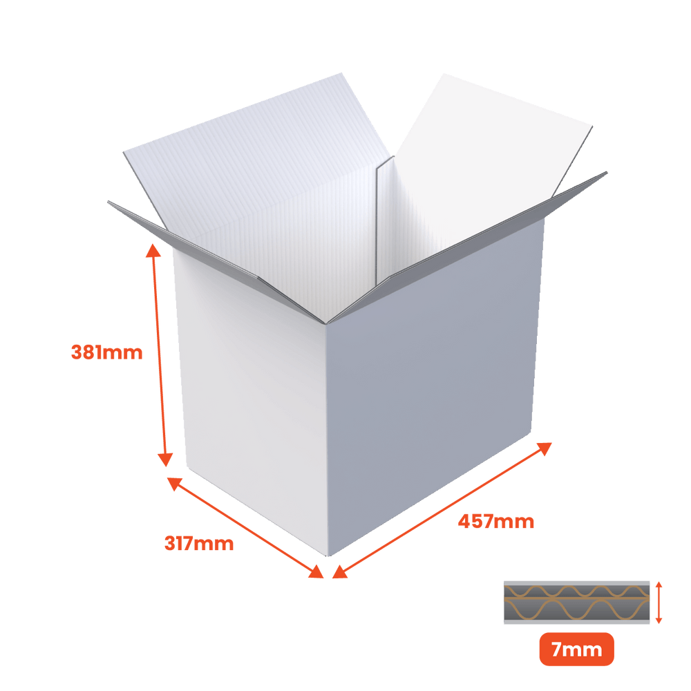 Double Wall Packing Box White - DW3 - 457 x 317 x 381mm (Pack of 10) - Boxes 24