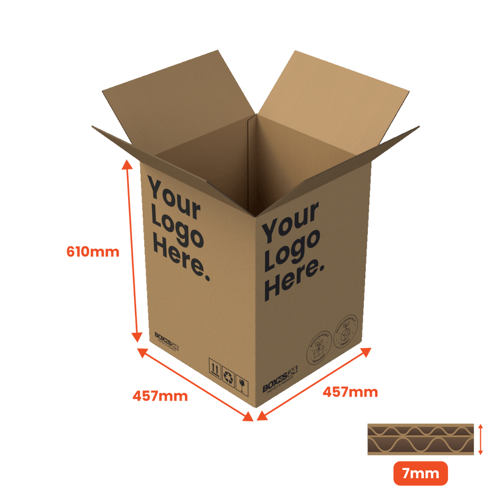 Double Wall Packing Box Brown - DW4 - 457 x 457 x 610mm - Custom Print - 1 Sided (Pack of 10) - Boxes 24