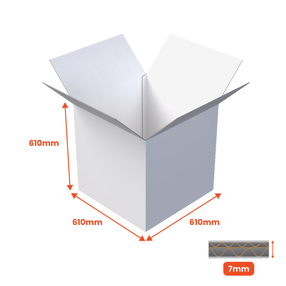 Double Wall Packing Box White - DW6 - 610 x 610 x 610mm (Pack of 10) - Boxes 24