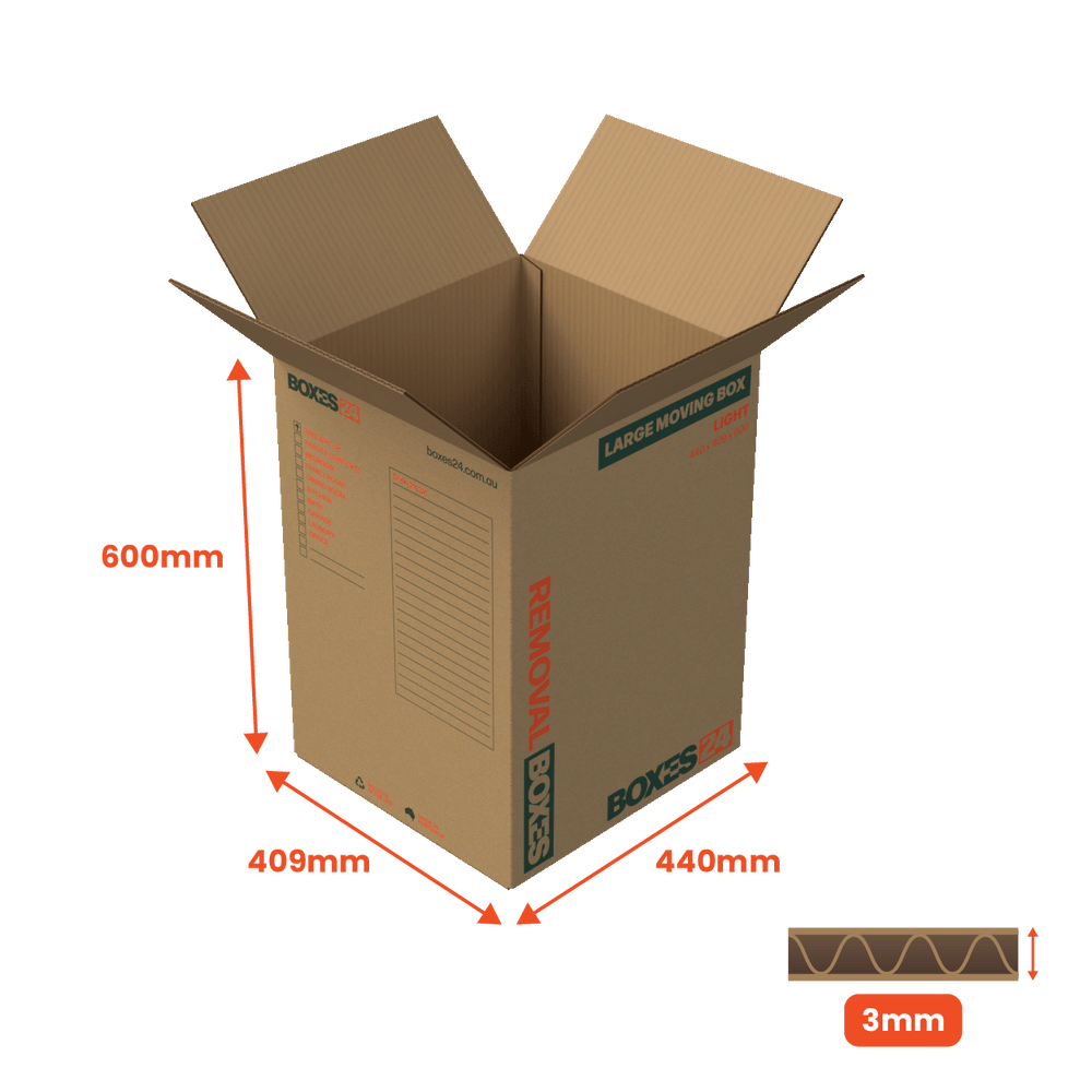 Large Moving Box - Light - 440 x 409 x 600mm (Pack of 25) - Boxes 24