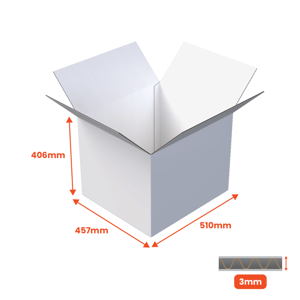 Single Wall Packing Box White - SW16 - 510 x 457 x 406mm (Pack of 25) - Boxes 24