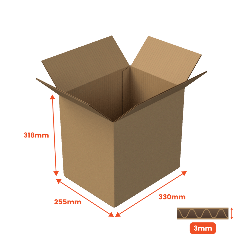Single Wall Packing Box Brown - SW5 - 330 x 255 x 318mm (Pack of 25) - Boxes 24