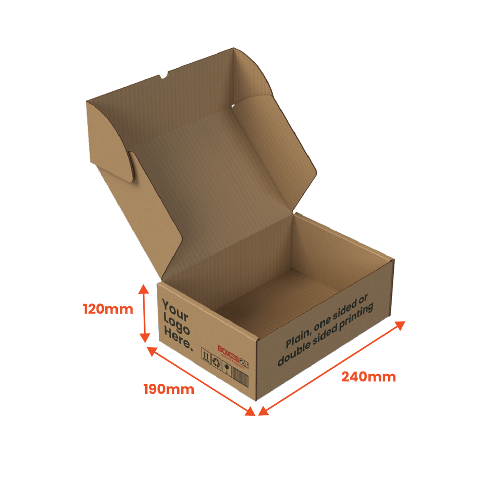 Medium Mailing Box - Custom Print 1 Sided - Brown - 240 x 190 x 120mm (Pack of 25) - Boxes 24