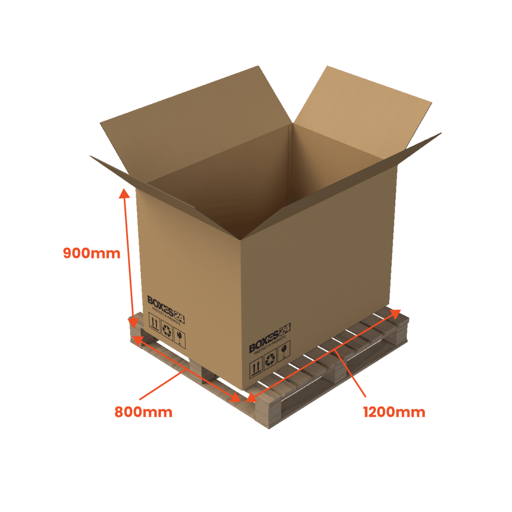 Heavy Duty Pallet Box - Large - 1200 x 800 x 900mm - Custom Print - 1 Sided (Pack of 10) - Boxes 24