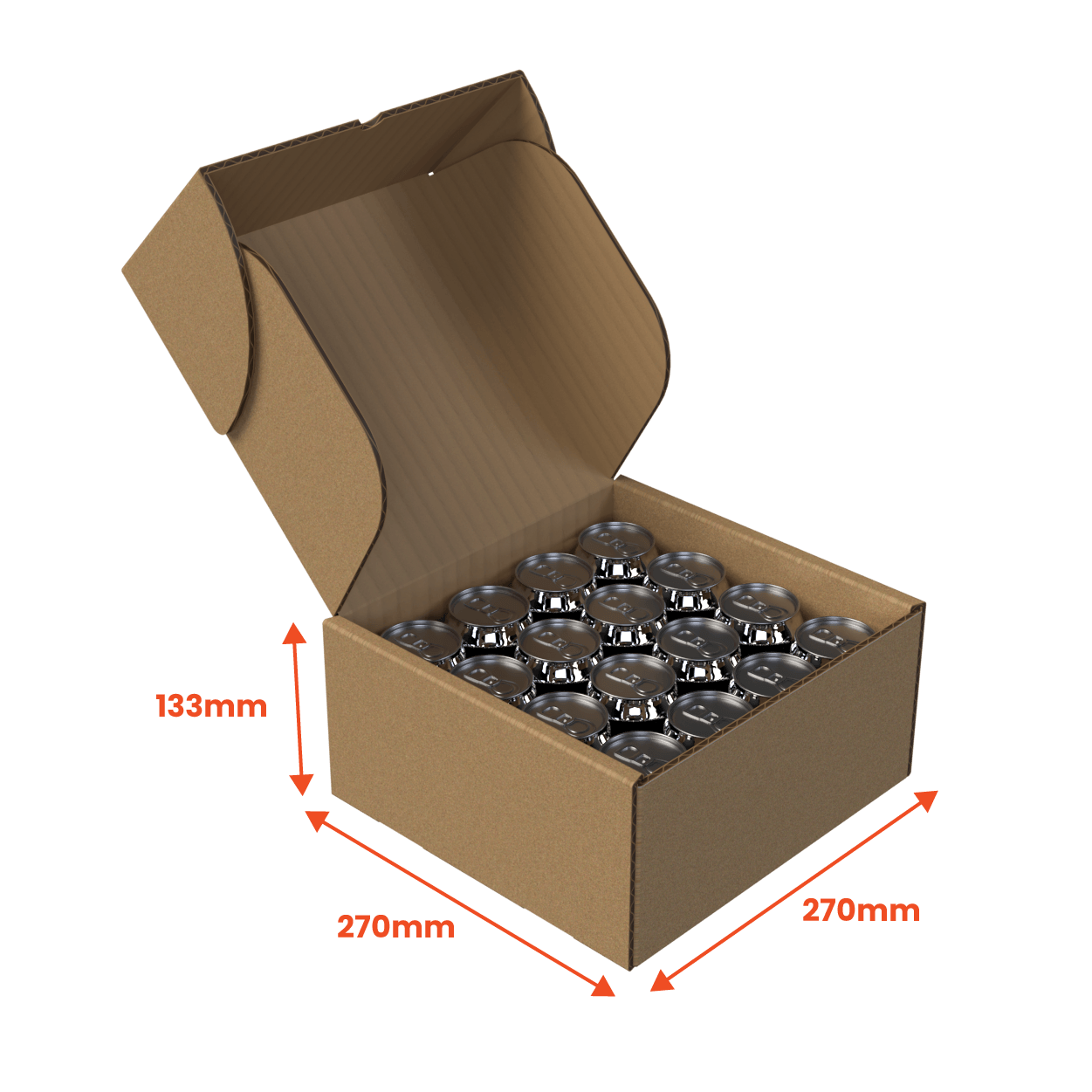 16 Can 375ml Lay Flat Box - 270 x 270 x 133mm - Brown (Pack of 25) - Boxes 24