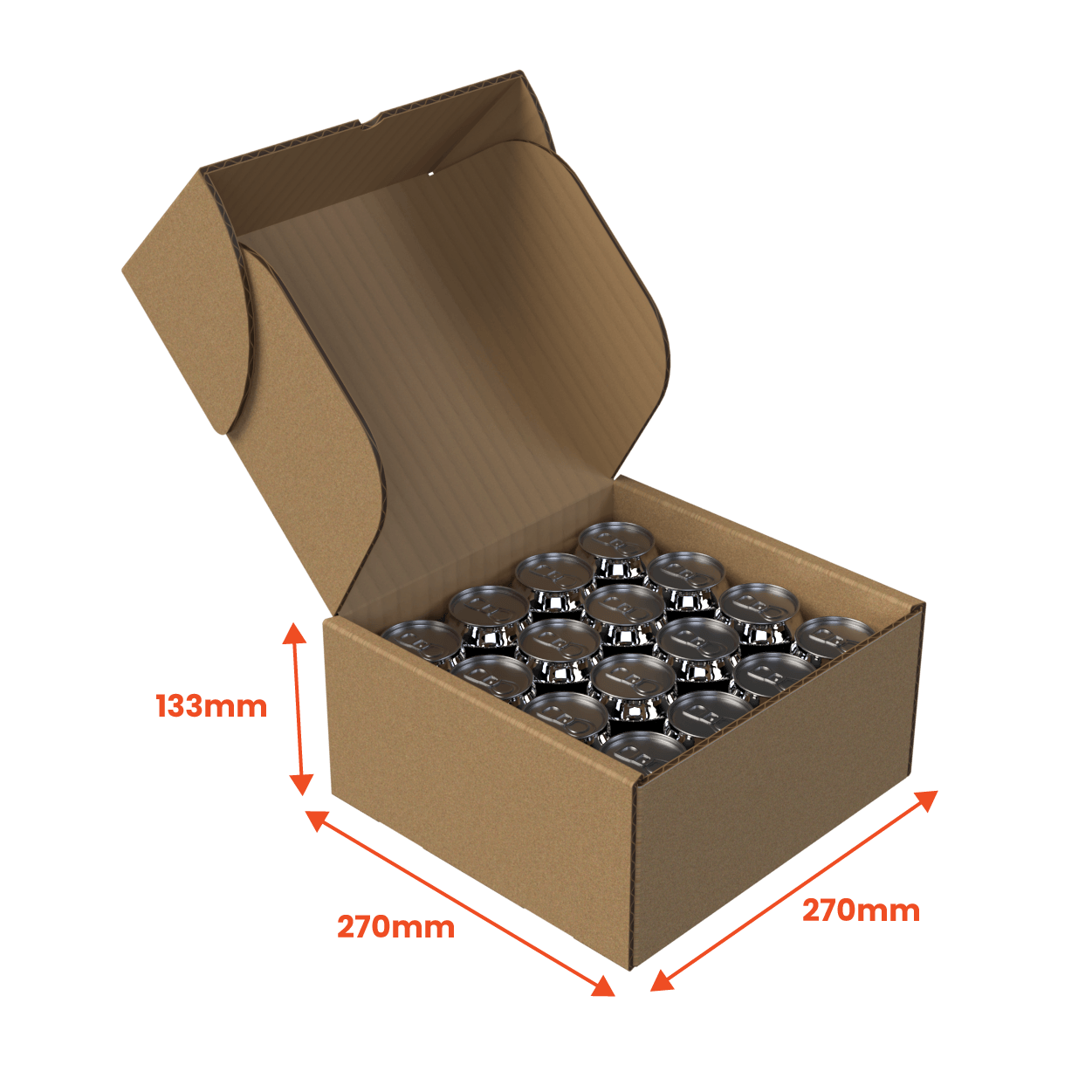 Boxes 24 Beverage Boxes 16 Can 375ml Lay Flat Box - 270 x 270 x 133mm - Brown (Pack of 25)
