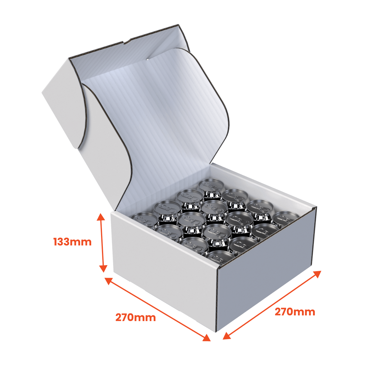 Boxes 24 Beverage Boxes 16 Can 375ml Lay Flat Box - 270 x 270 x 133mm - White (Pack of 25)