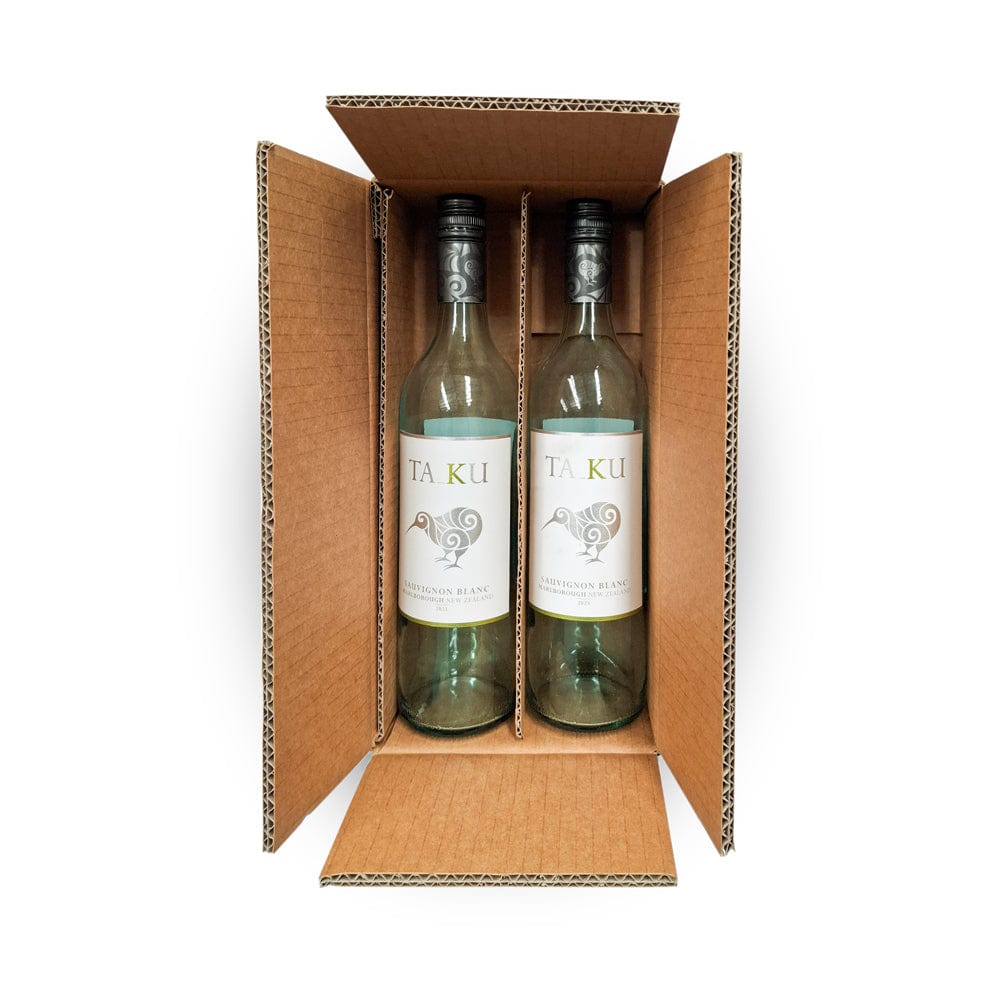 Boxes 24 Beverage Boxes 2 Bottle (750ml) Wine Shipper - Brown - 300 x 153 x 75mm (Pack of 10)