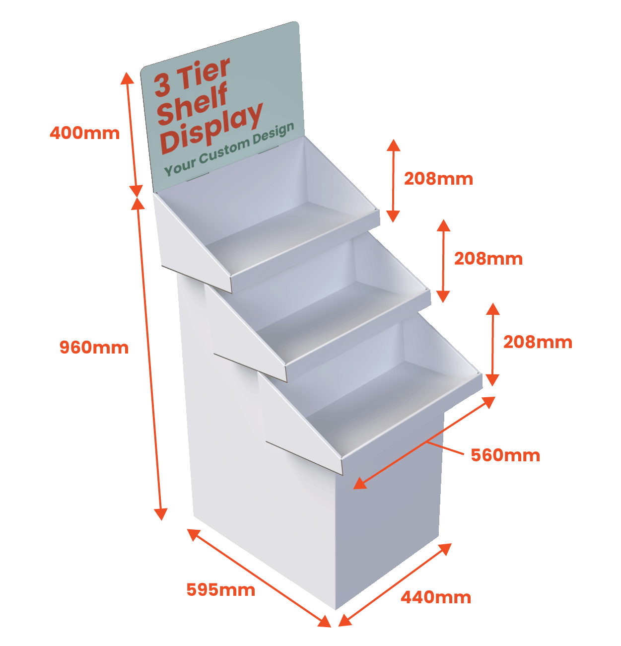 3 Tier Shelf - Custom Printed Header