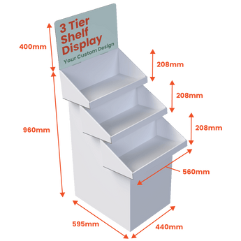 3 Tier Shelf - Custom Printed Header - Boxes 24