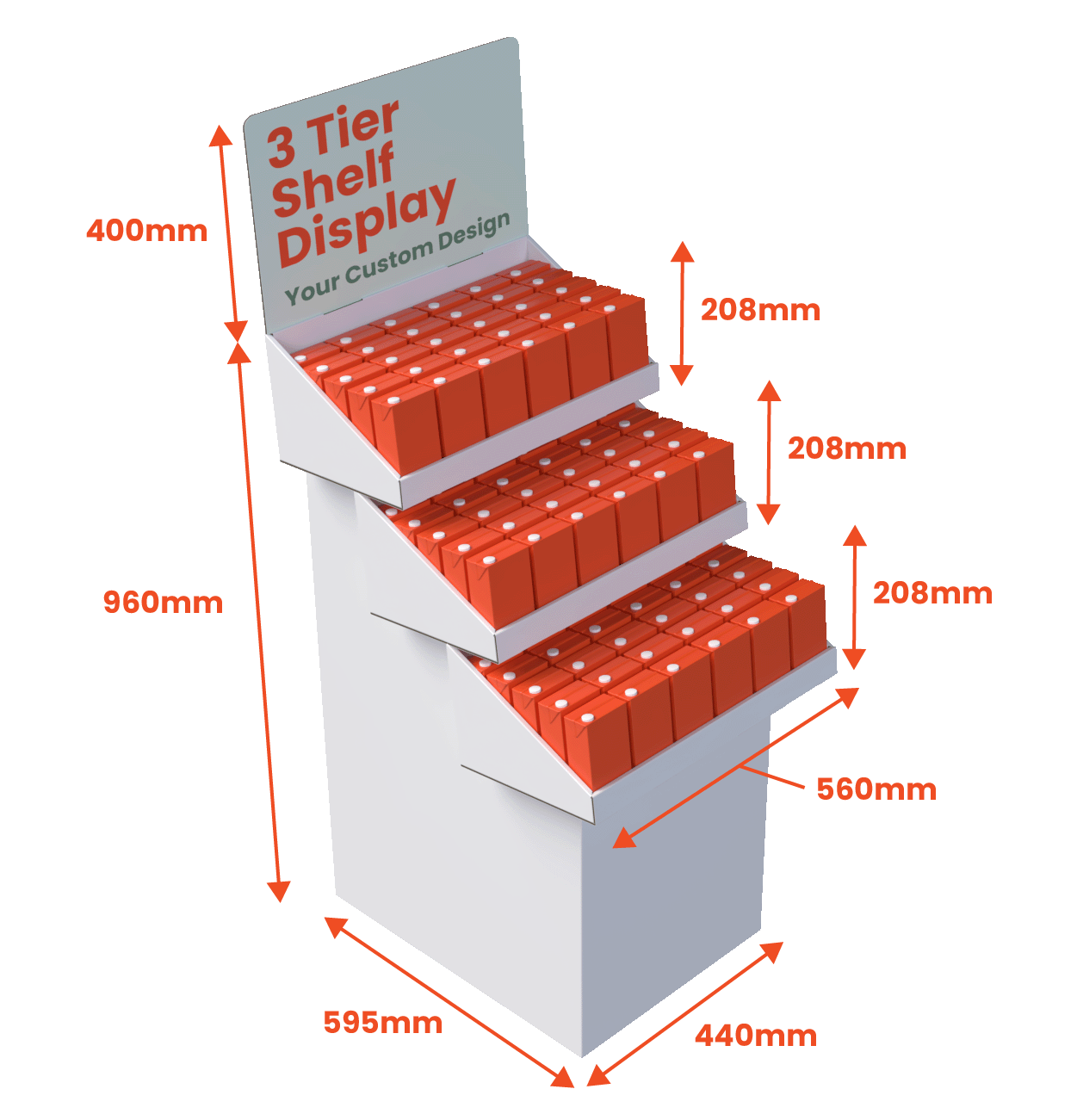 3 Tier Shelf - Custom Printed Header