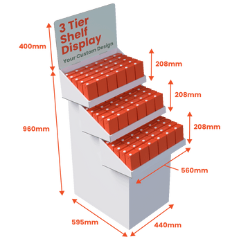 3 Tier Shelf - Custom Printed Header - Boxes 24