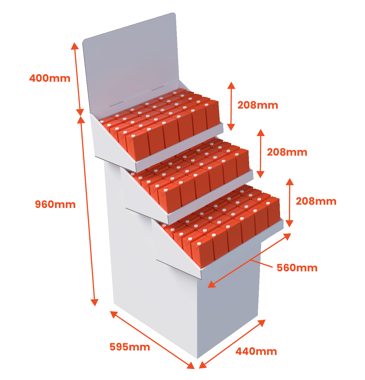 3 Tier Shelf - Plain - Boxes 24