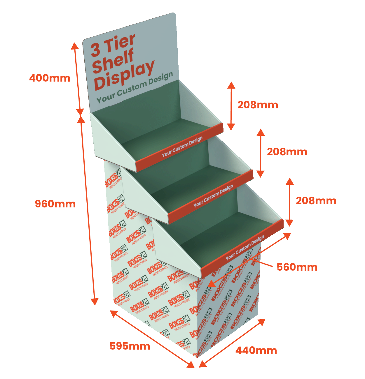 3 Tier Shelf - Full Custom Print - Boxes 24