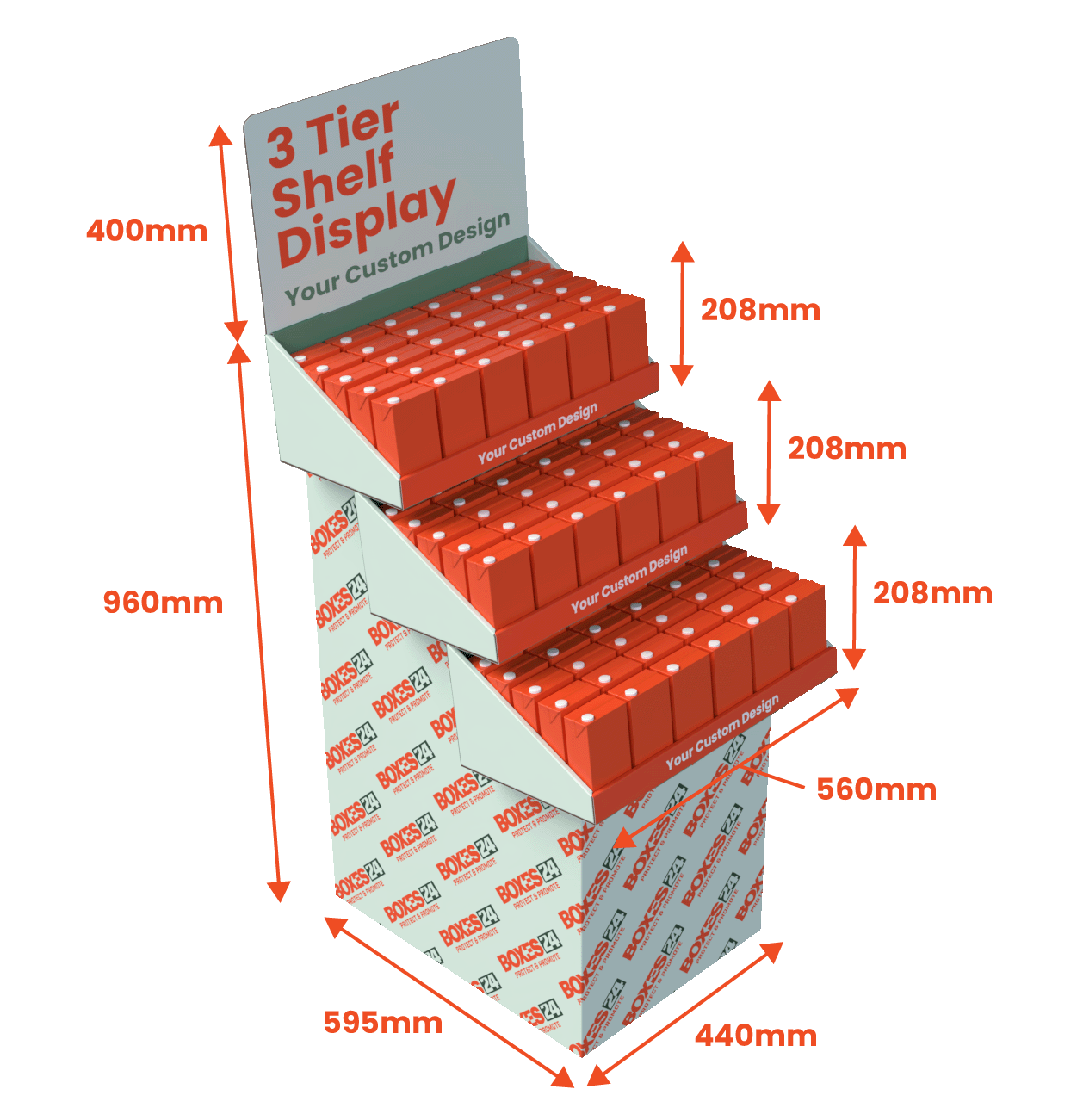 3 Tier Shelf - Full Custom Print - Boxes 24