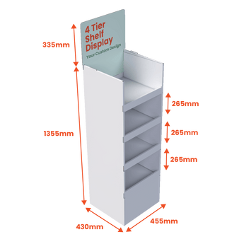 4 Tier Shelf - Custom Printed Header - Boxes 24