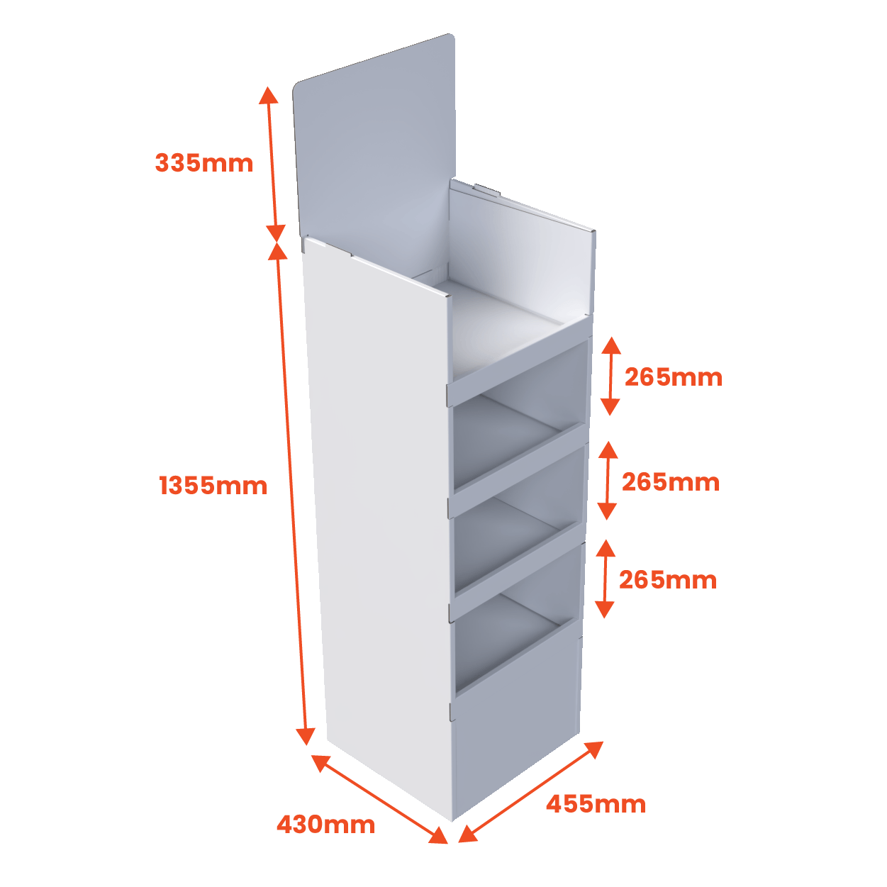 4 Tier Shelf - Plain - Boxes 24