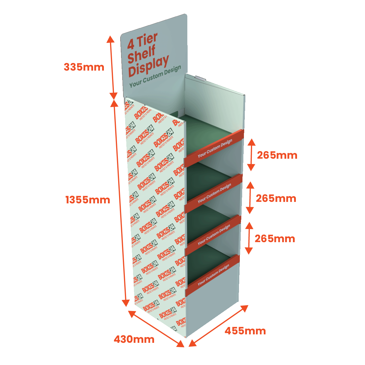 4 Tier Shelf - Full Custom Print - Boxes 24