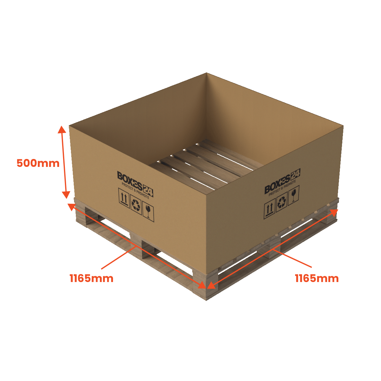 Heavy Duty Pallet Box Sleeve - 1165 x 1165 x 500mm - Custom Print - 1 Sided (Pack of 10)