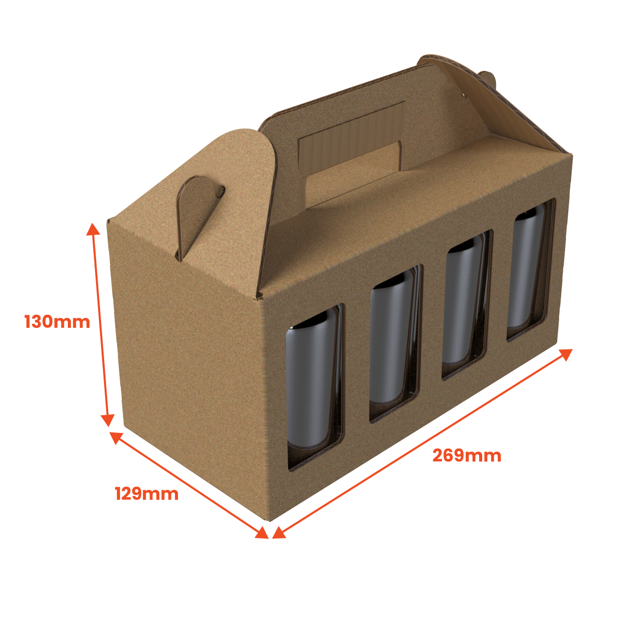 8 Can 375ml Carry Pack - 269 x 129 x 130mm - Brown (Pack of 25) - Boxes 24