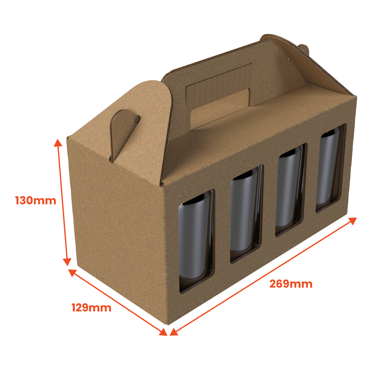 Boxes 24 Beverage Boxes 8 Can 375ml Carry Pack - 269 x 129 x 130mm - Brown (Pack of 25)