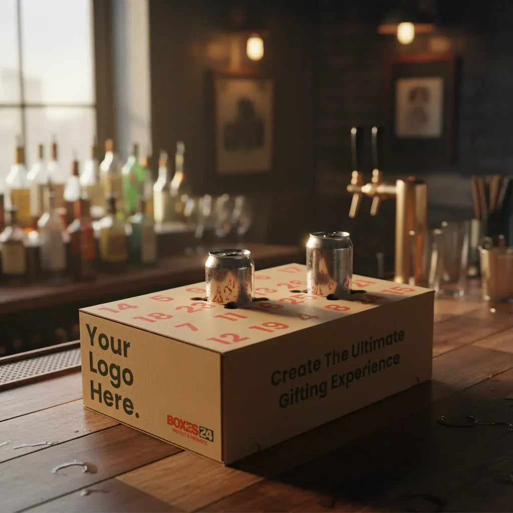 Boxes 24 Beverage Boxes Beer Advent Calender Box - Brown - 269 x 135 x 400mm - Custom Print - 1 Sided