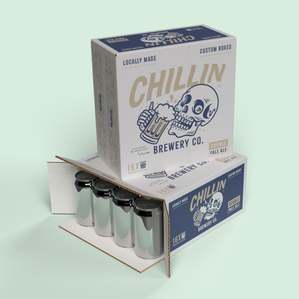 16 Can 375ml Shipper - End Open - White - 269 x 135 x 266mm - Custom Print - 1 Sided (Pack of 25) - Boxes 24