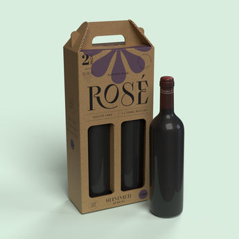 2 Bottle (750ml) Wine Carry Pack - Brown - 160 x 80 x 330mm - Custom Print - 1 Sided (Pack of 25) - Boxes 24