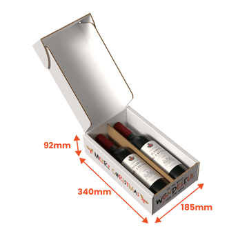 2 Bottle Wine Gift Pack In White With Xmas Design