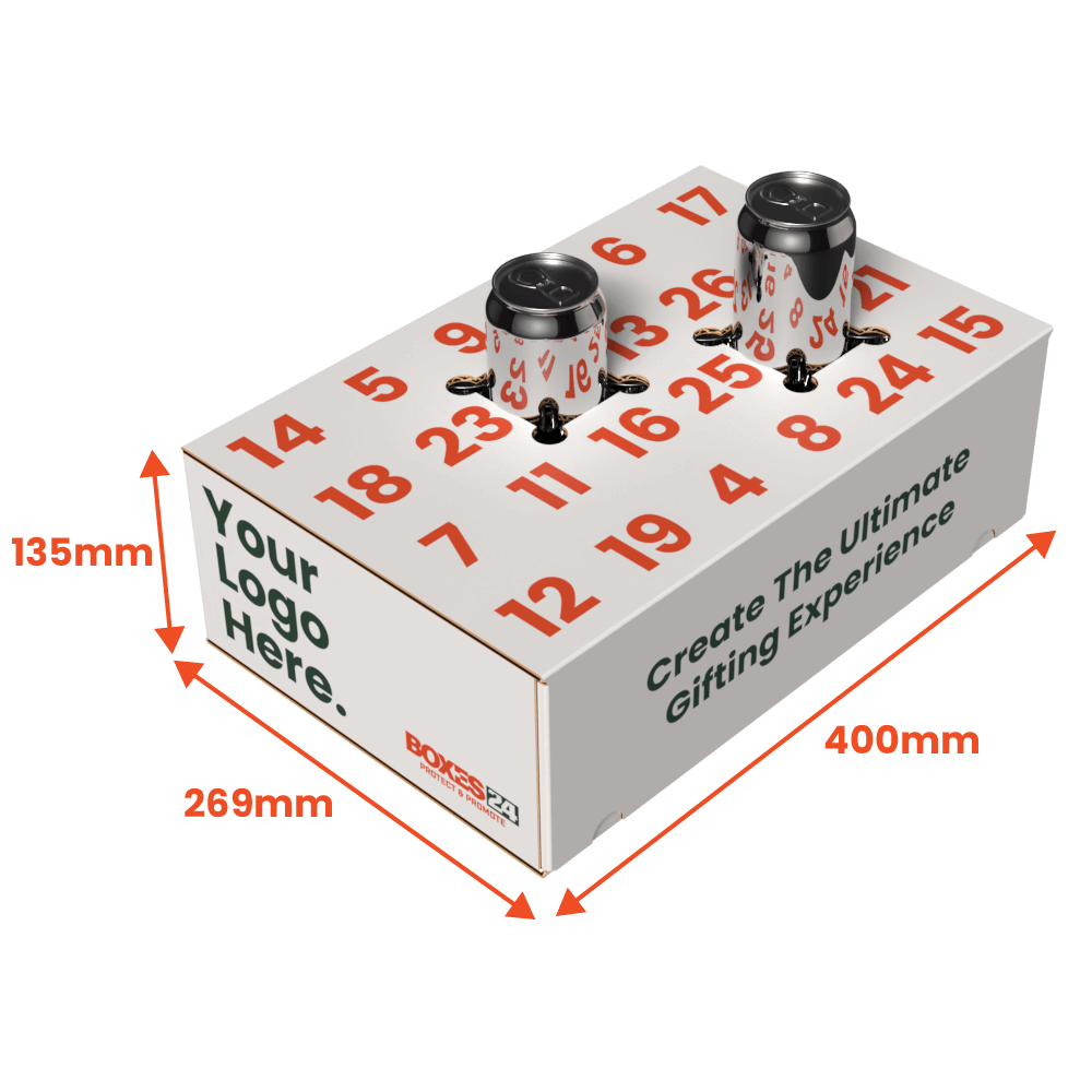 Boxes 24 Beverage Boxes Beer Advent Calender Box - White - 269 x 135 x 400mm - Custom Print - 1 Sided