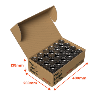 Cardboard beer advent calender box with dimensions labeled