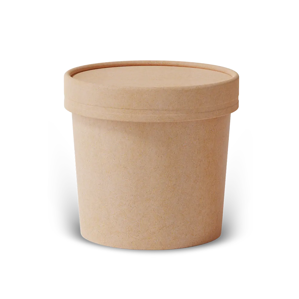 Boxes 24 Food Packaging Kraft Paper Round Lid 90mm - Fits 8oz & 12oz Kraft Paper Soup Bowl (Pack of 500)