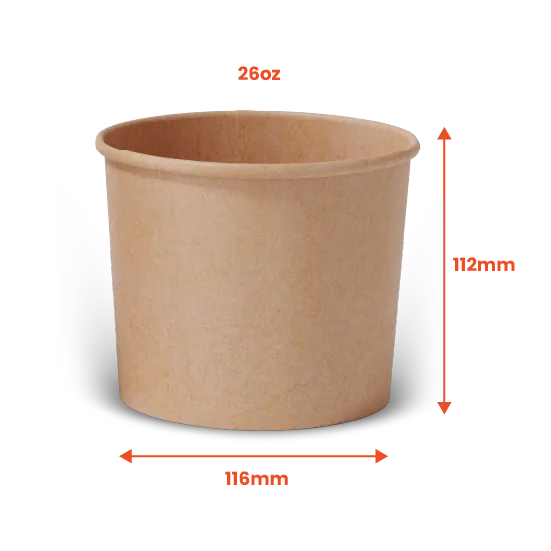 Boxes 24 Food Packaging 26oz Kraft Paper Soup Bowl (Pack of 500)