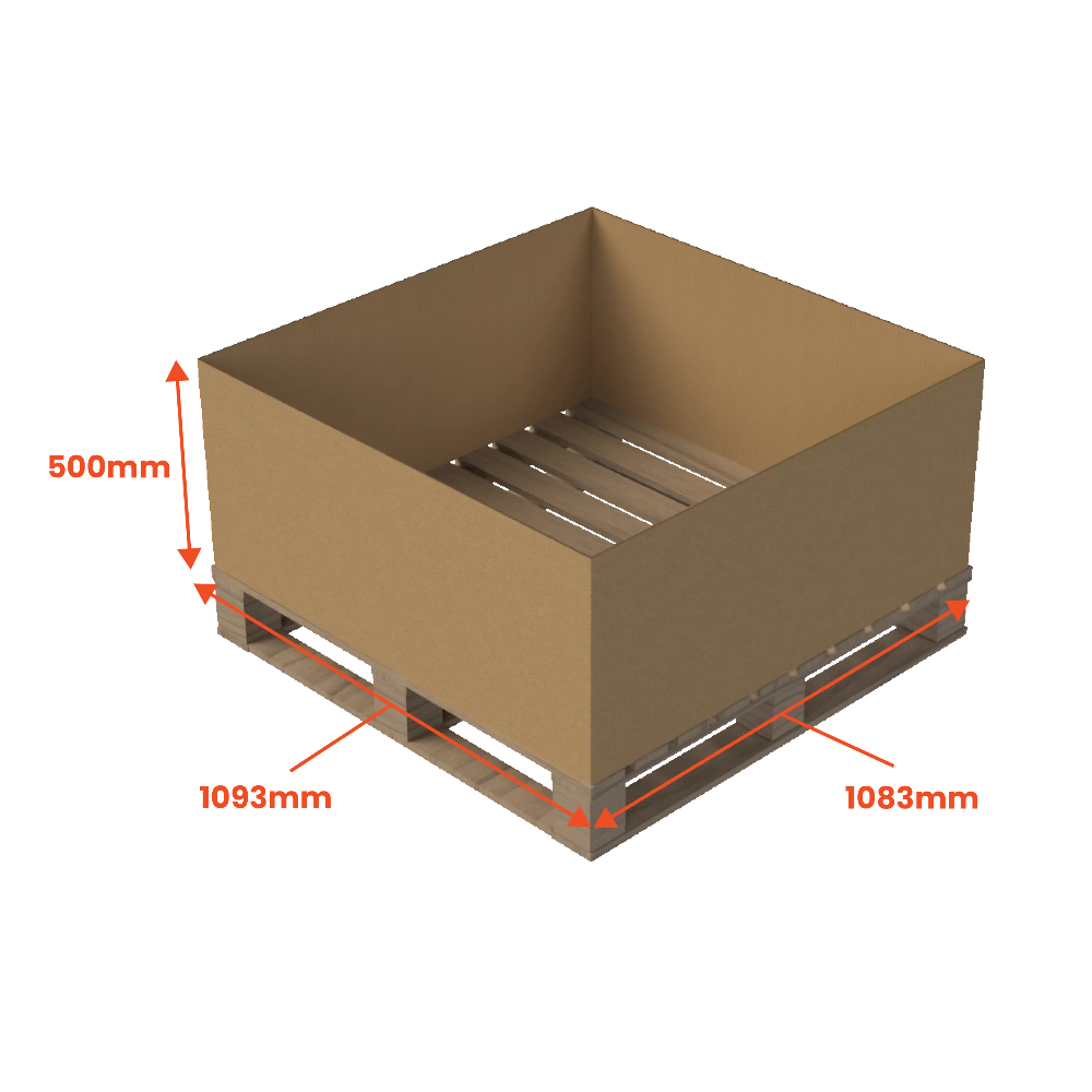 Boxes 24 Pallet Boxes Heavy Duty Pallet Box Sleeve Small - 1093 x 1083 x 500mm (Pack of 10)