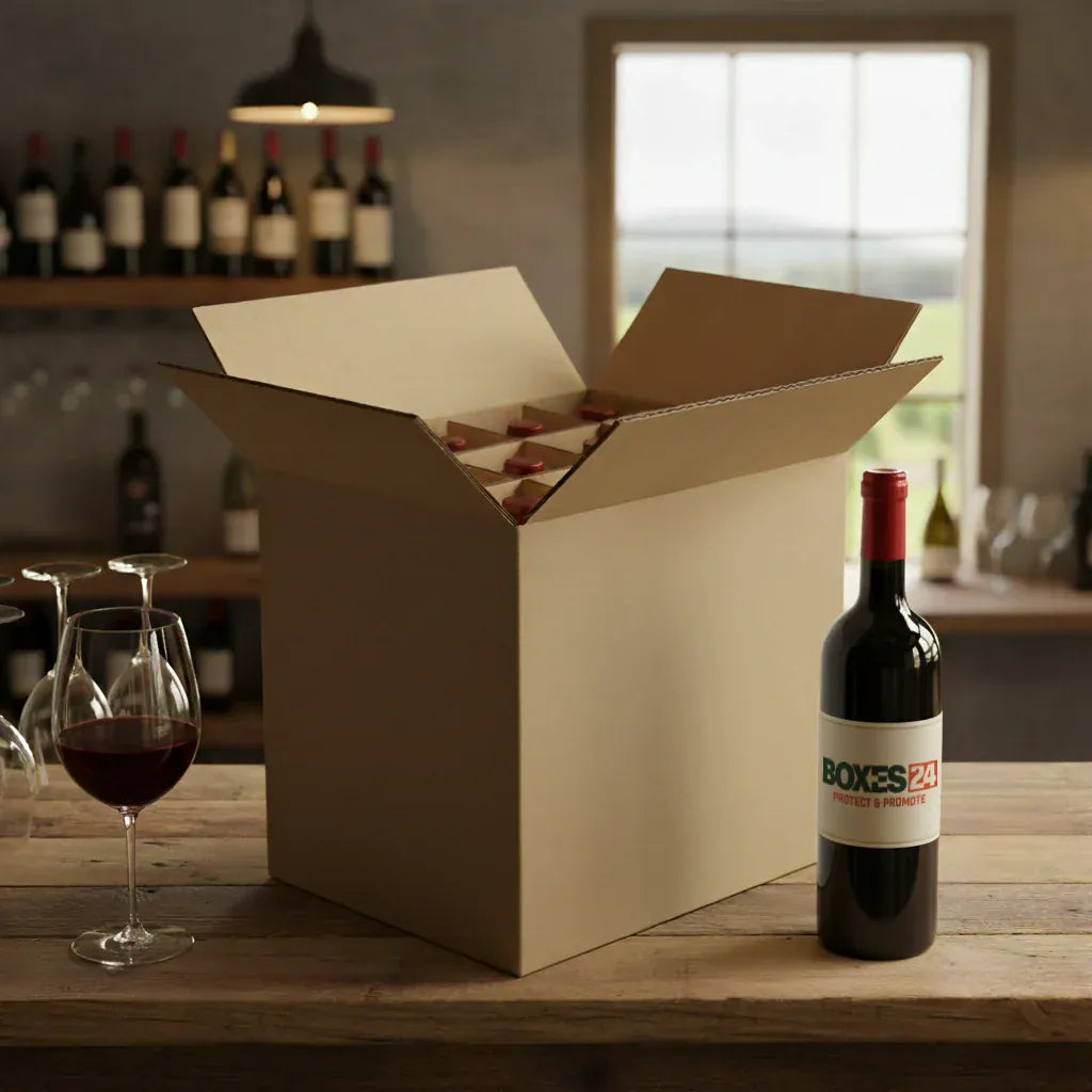 Boxes 24 Beverage Boxes 12 Bottle Generic Box - Brown - 314 x 236 x 302mm (Pack of 25)