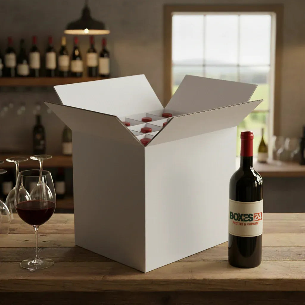 Boxes 24 Beverage Boxes 12 Bottle Generic Box - White - 314 x 236 x 302mm (Pack of 25)