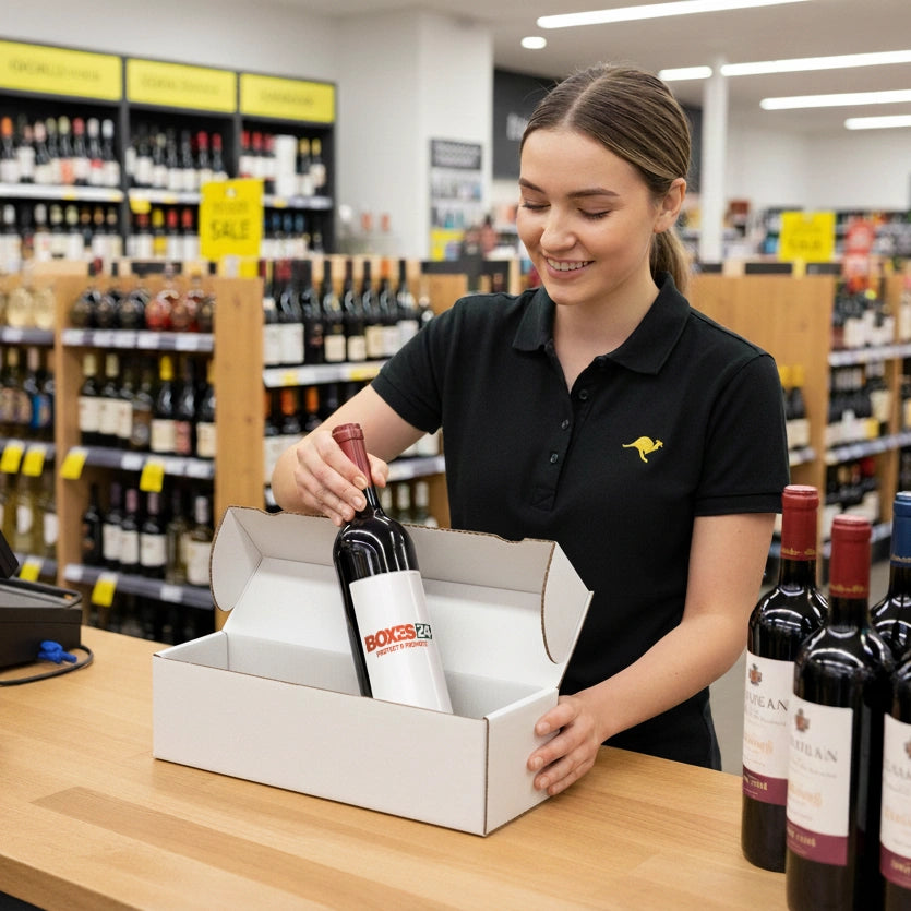 1 Bottle Wine (750ml) Lay Flat Box - White - 300 x 75 x 75mm (Pack of 25)