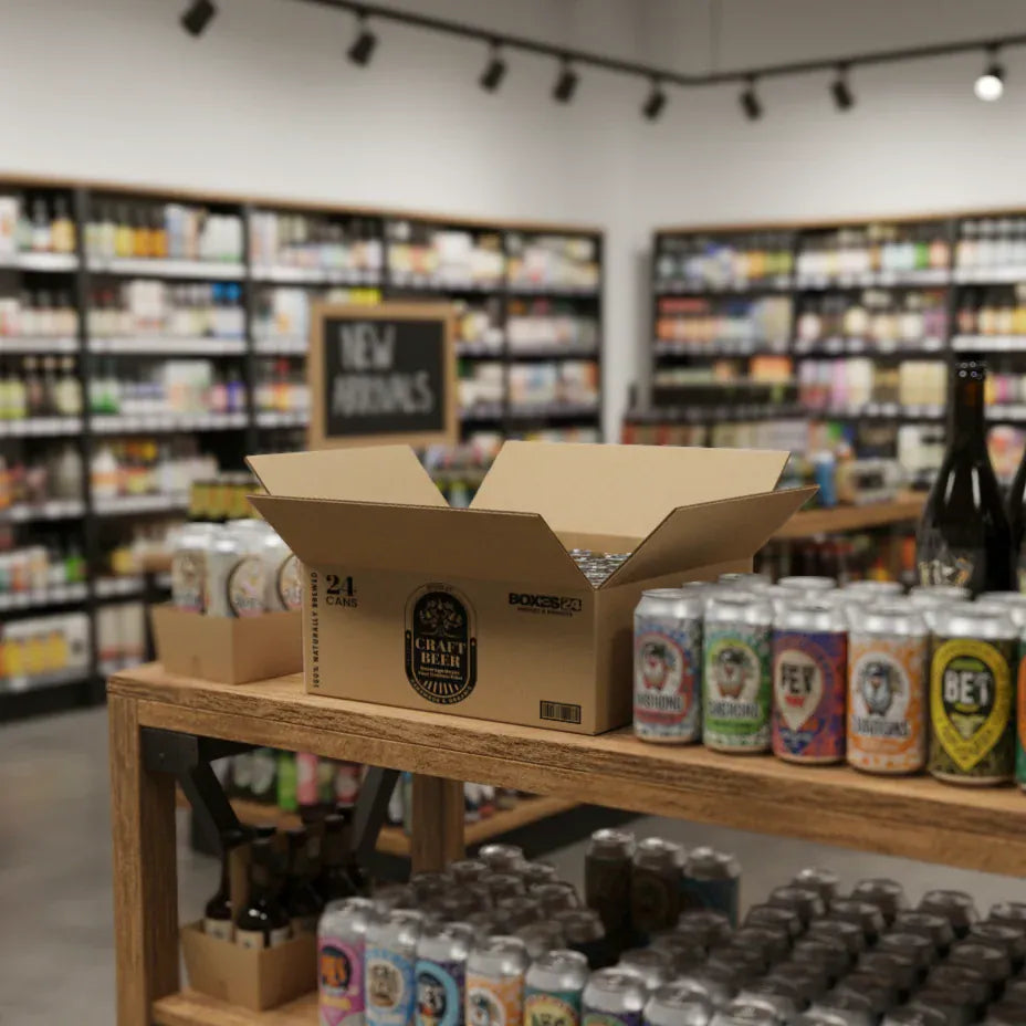 Boxes 24 Beverage Boxes 24 Can 375ml Shipper - Top Open - Brown - 400 x 269 x 135mm - Custom Print - 1 Sided (Pack of 25)