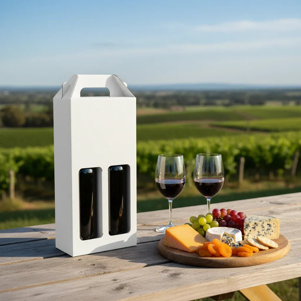 2 Bottle (750ml) Wine Carry Pack - White - 160 x 80 x 330mm (Pack of 25)