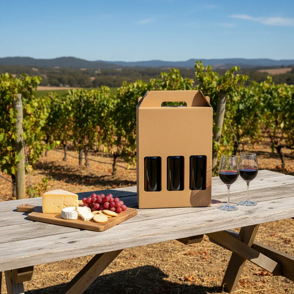 Boxes 24 Beverage Boxes 3 Bottle (750ml) Wine Carry Pack - Brown - 240 x 80 x 330mm (Pack of 25)