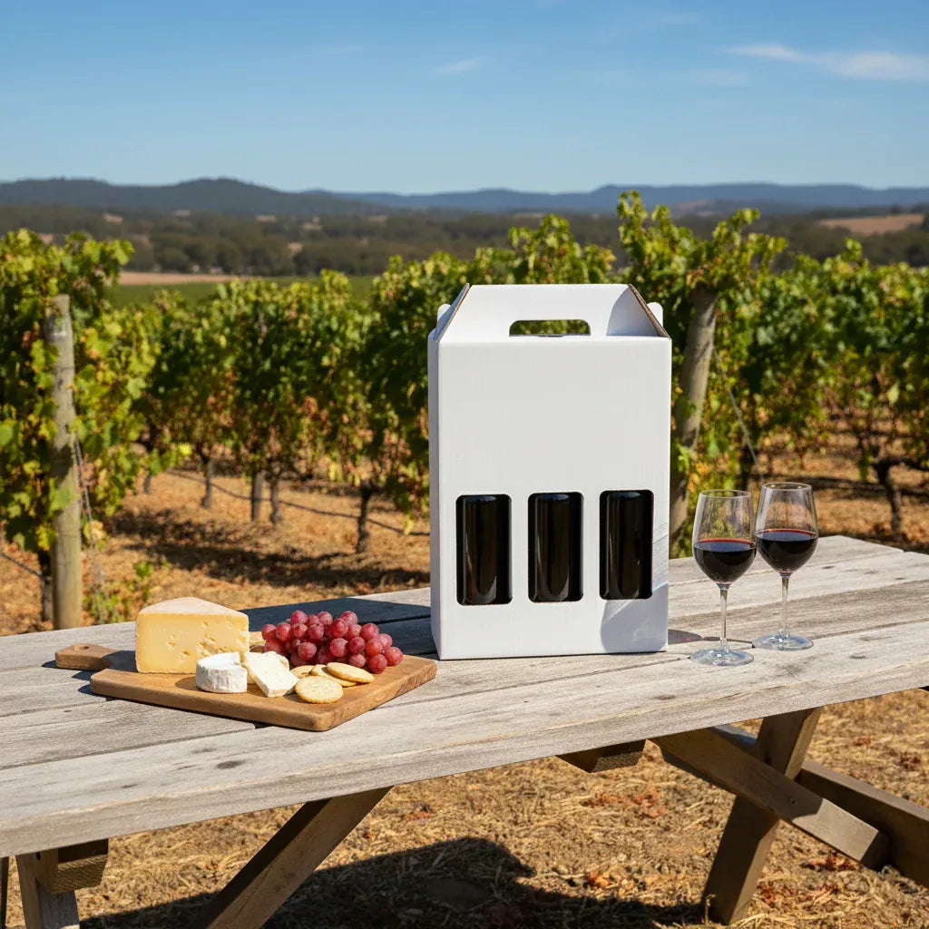Boxes 24 Beverage Boxes 3 Bottle (750ml) Wine Carry Pack - White - 240 x 80 x 330mm (Pack of 25)