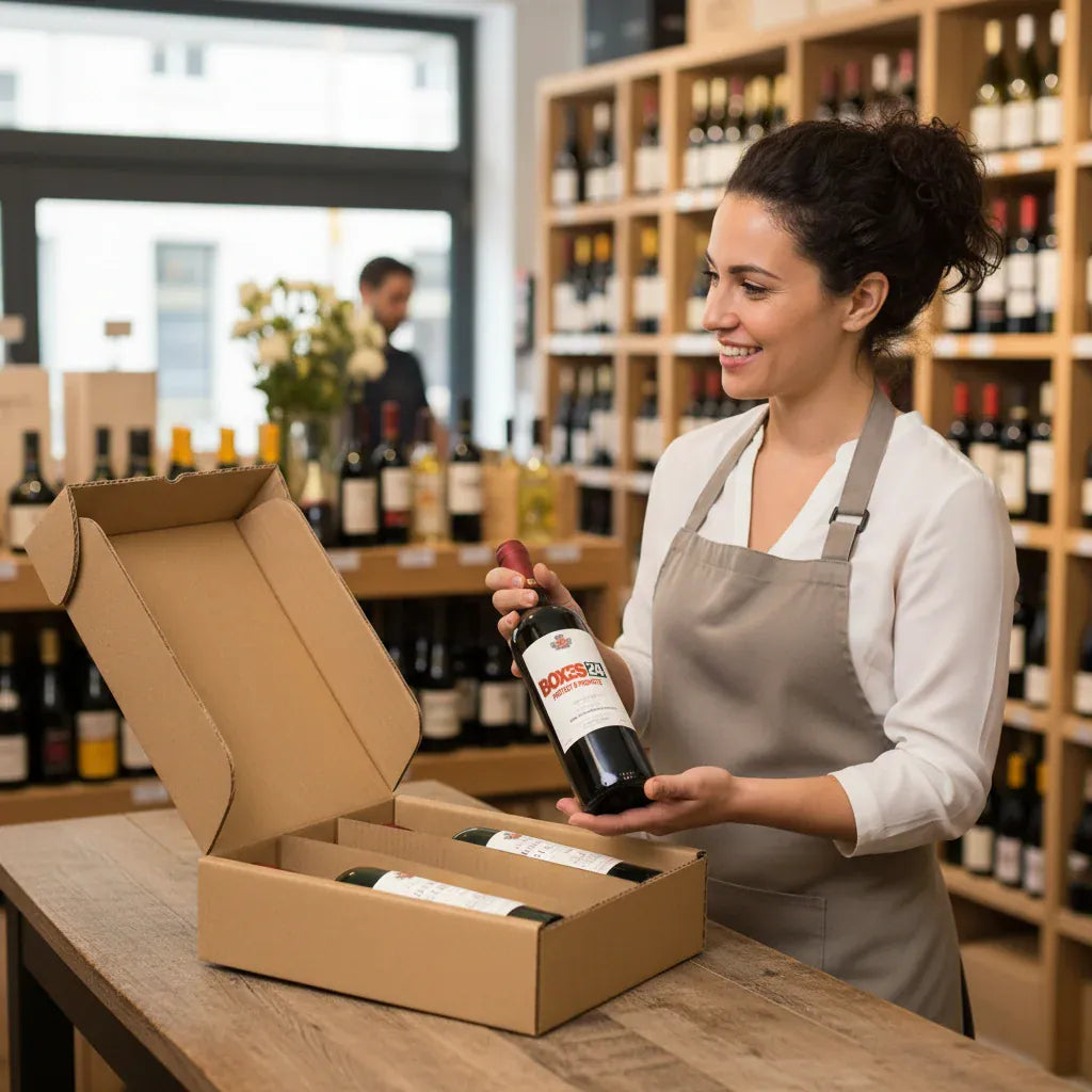 3 Bottle (750ml) Wine Lay Flat Box - Brown - 300 x 228 x 75mm (Pack of 25)