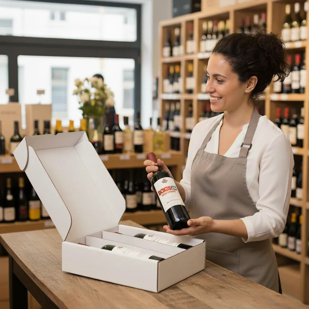 Boxes 24 Beverage Boxes 3 Bottle (750ml) Wine Lay Flat Box - White - 300 x 228 x 75mm (Pack of 25)