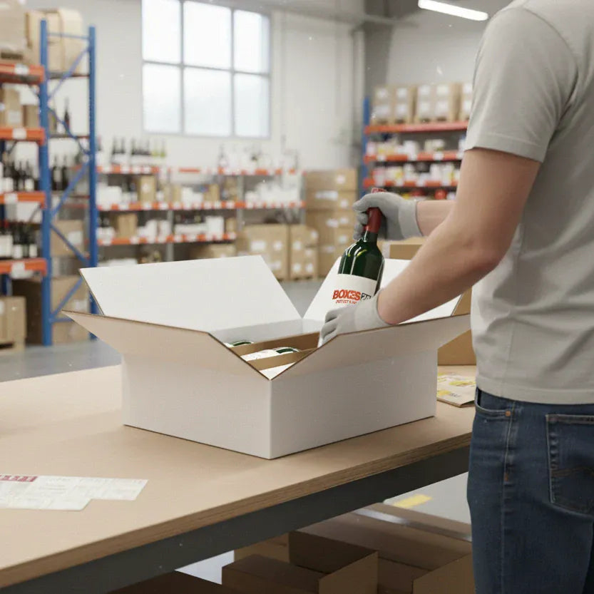 Boxes 24 Beverage Boxes 3 Bottle (750ml) Wine Shipper - White - 300 x 228 x 75mm (Pack of 10)