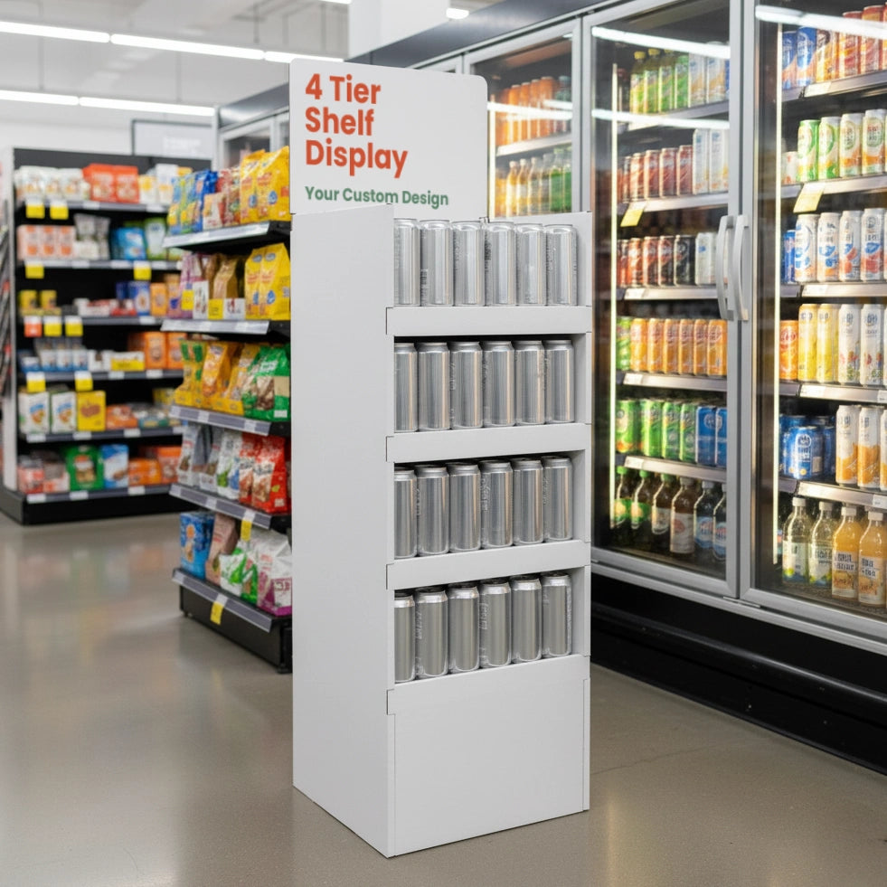 4 Tier Shelf - Custom Printed Header (Pack of 5)