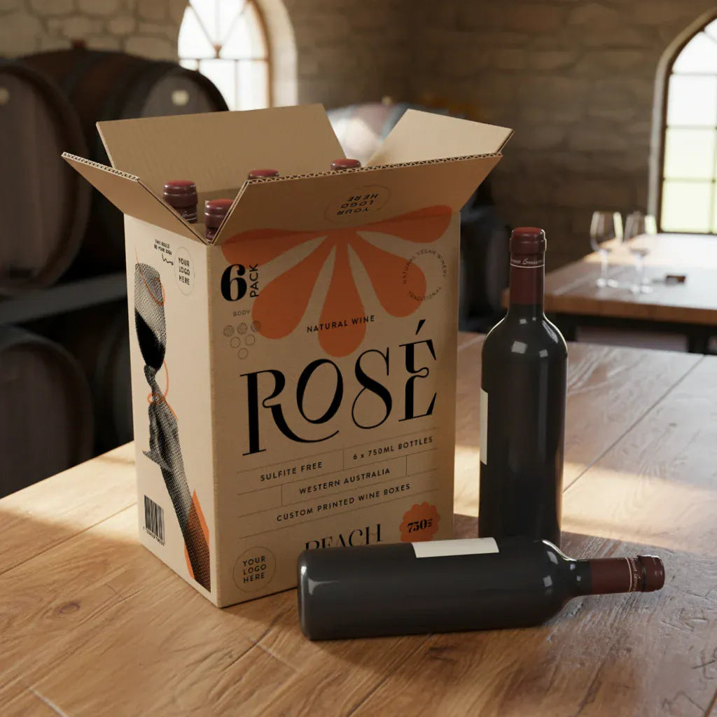 Boxes 24 Beverage Boxes 6 Bottle Generic Box - Brown - 233 x 155 x 302mm - Custom Print - 1 Sided (Pack of 25)