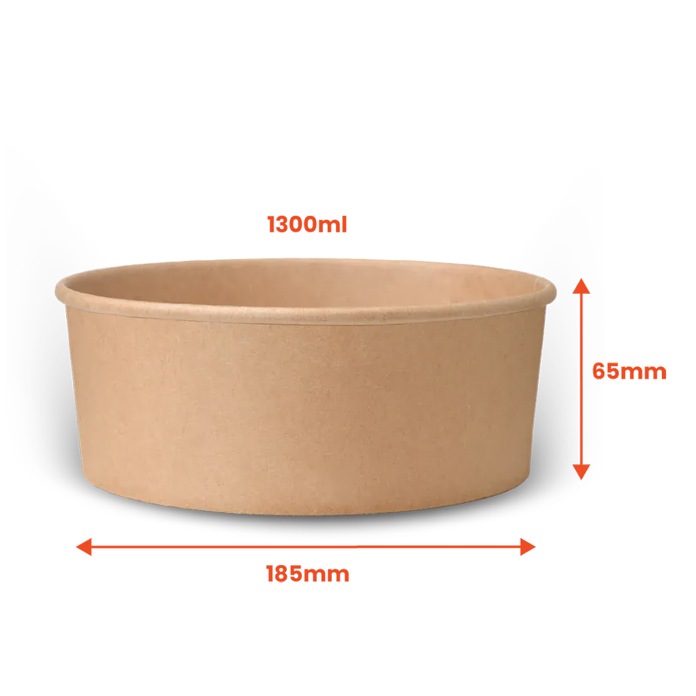 Boxes 24 Food Packaging 1300ml Kraft Paper Round Salad Bowl (Pack of 300)