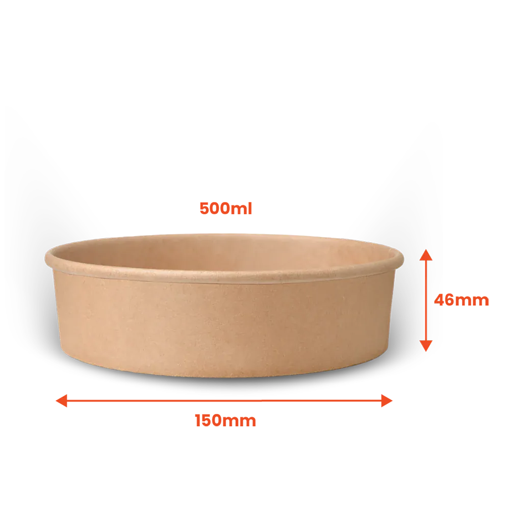 Boxes 24 Food Packaging 500ml Kraft Paper Round Salad Bowl (Pack of 300)